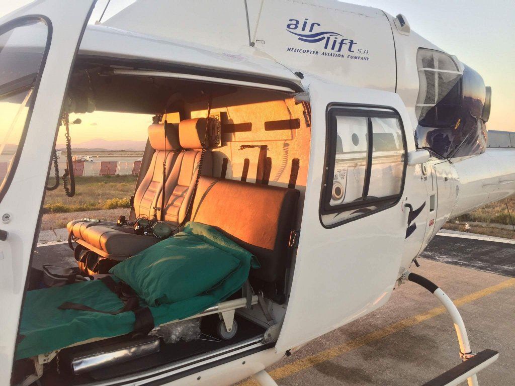 Sunrise Hospital. Stock photo of airlift helicopter.