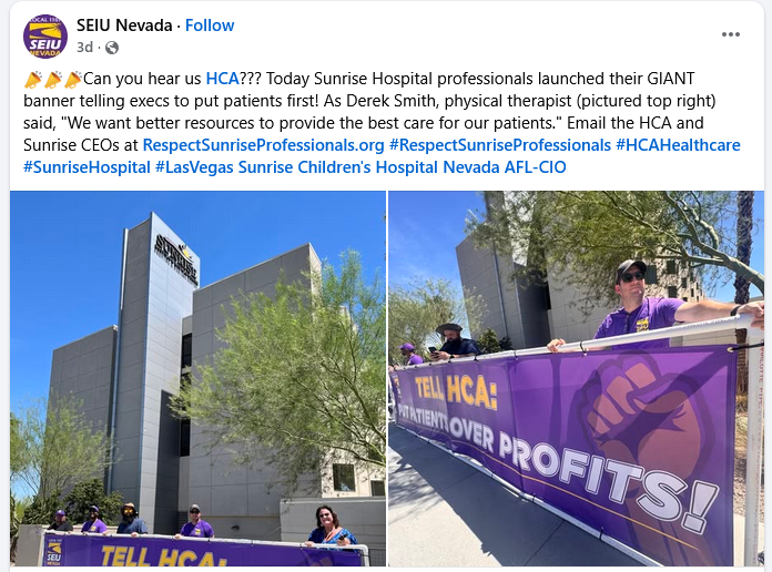 Sunrise Hospital employees tell HCA Healthcare to put patients over profits