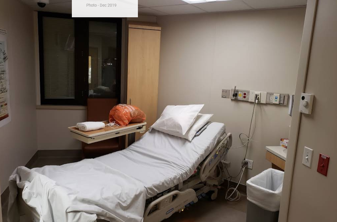 Sunrise Hospital, another tiny patient room, picture posted December 2019