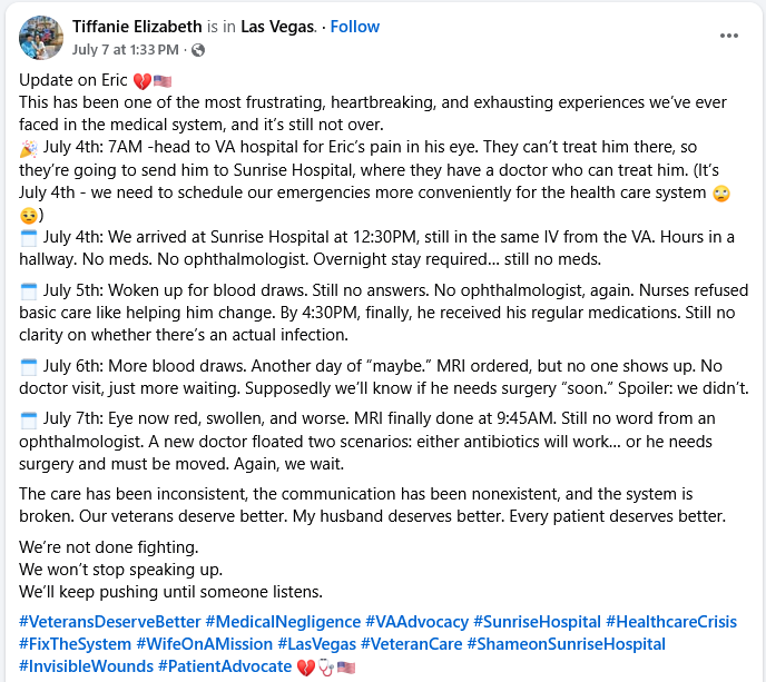 Sunrise Hospital_complaint about mistreatment and poor quality care