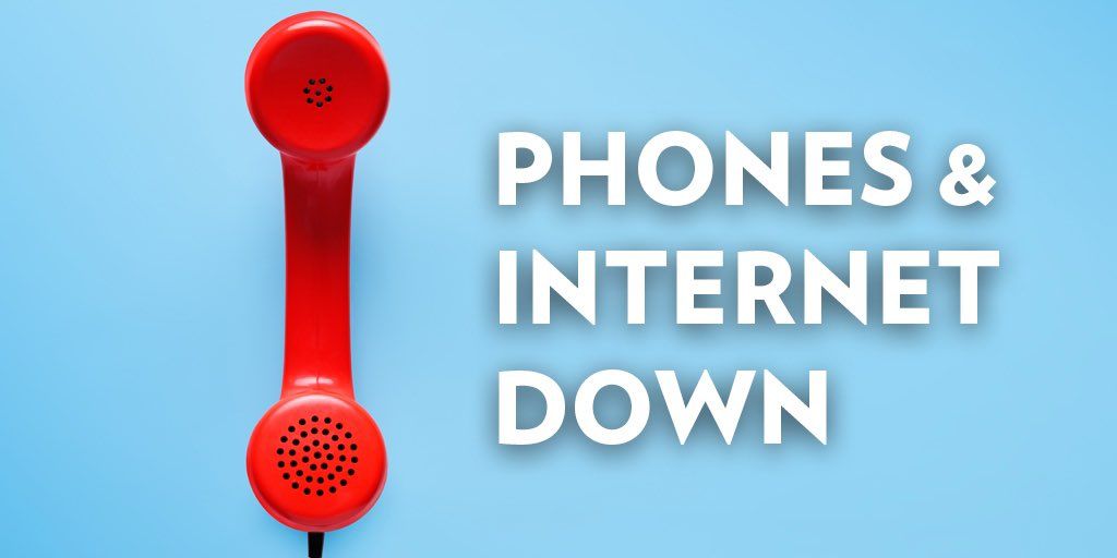 image of red phone with phones and internet down writing