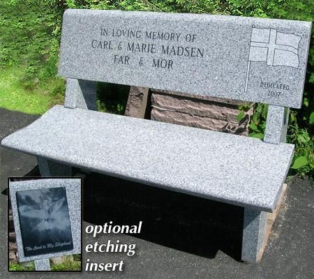 A memorial bench for carl and marie madsen