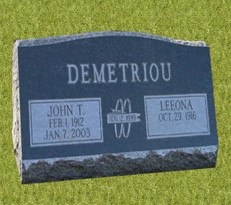 A gravestone with the name demetriou on it