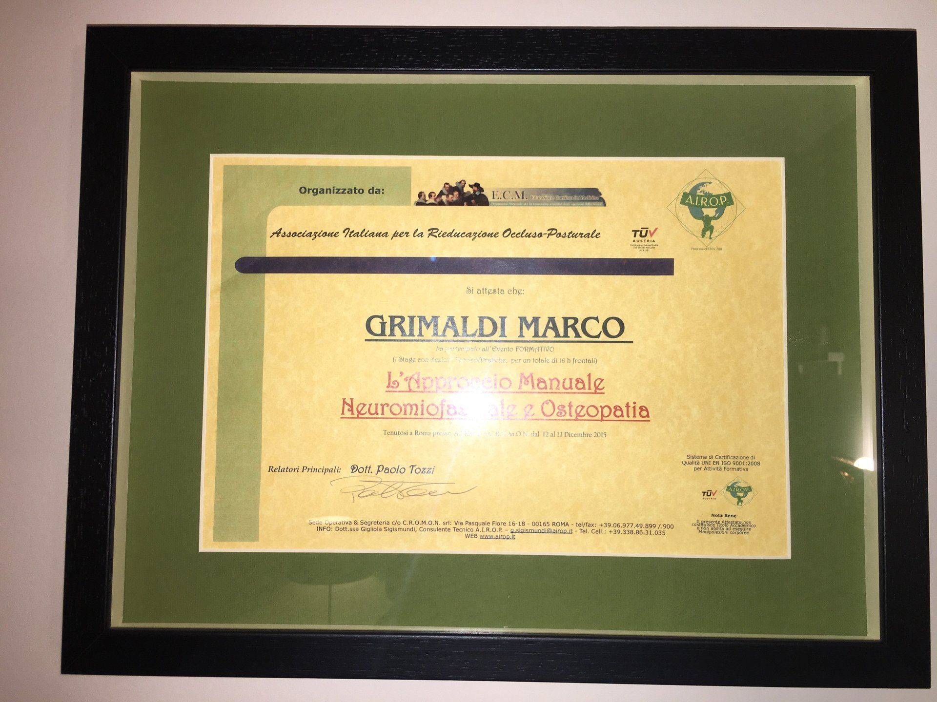 Certificati da osteopata