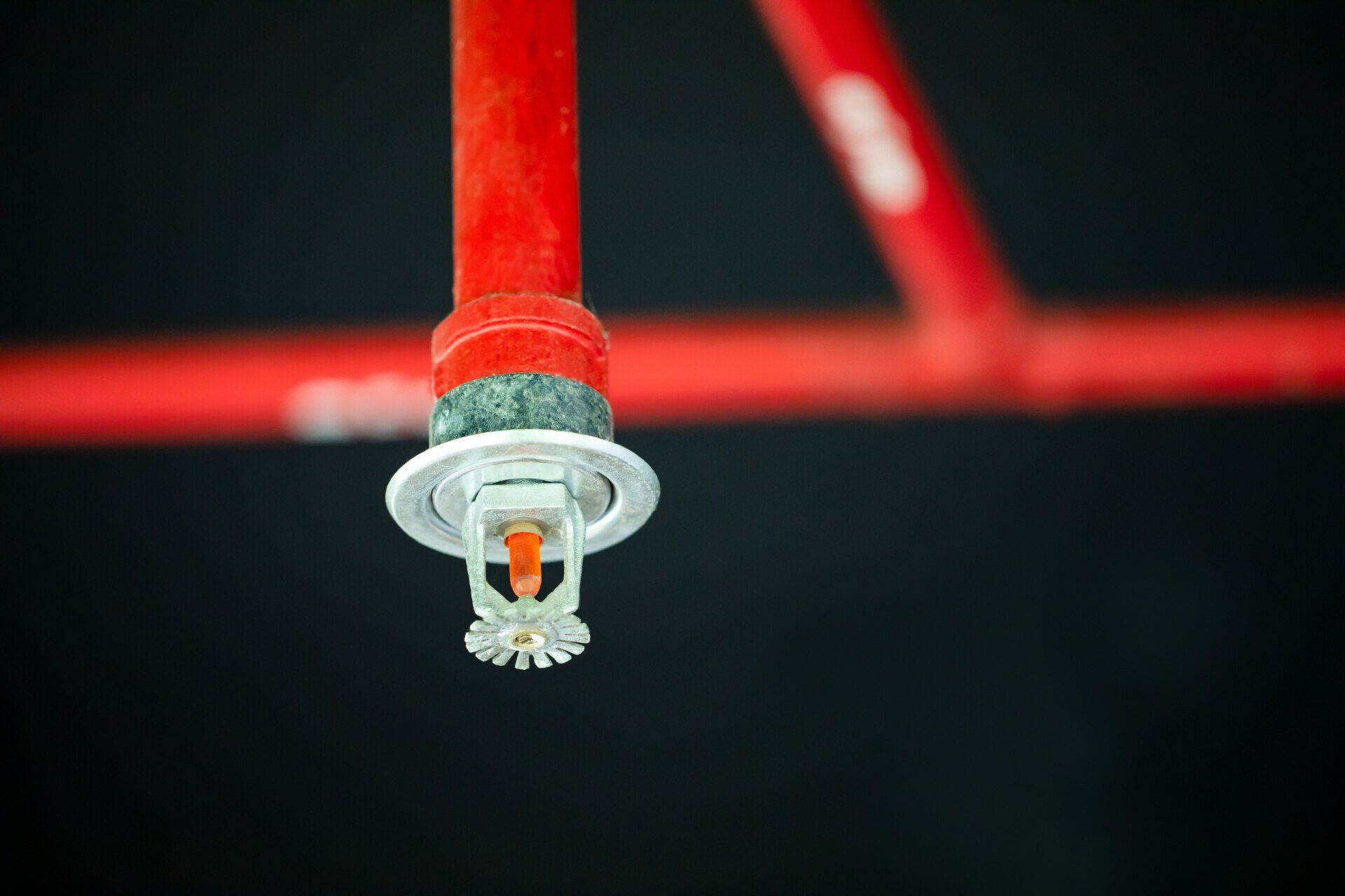 Fire sprinkler and red pipe