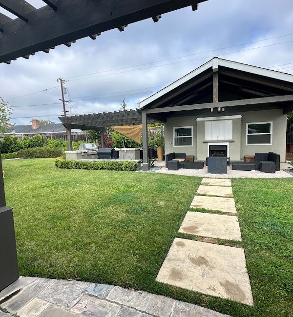 A house with a walkway leading to it