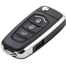 Black Ford key fob with silver trim, featuring buttons for locking, unlocking, and other functions | I-75 Auto Repair and Towing