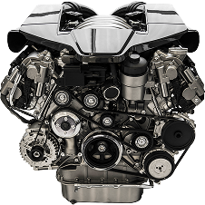 Shiny chrome and black car engine with belts and pulleys | I-75 Auto Repair and Towing