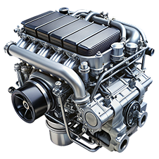 Silver internal combustion engine with black turbocharger and multiple cylinders | I-75 Auto Repair and Towing