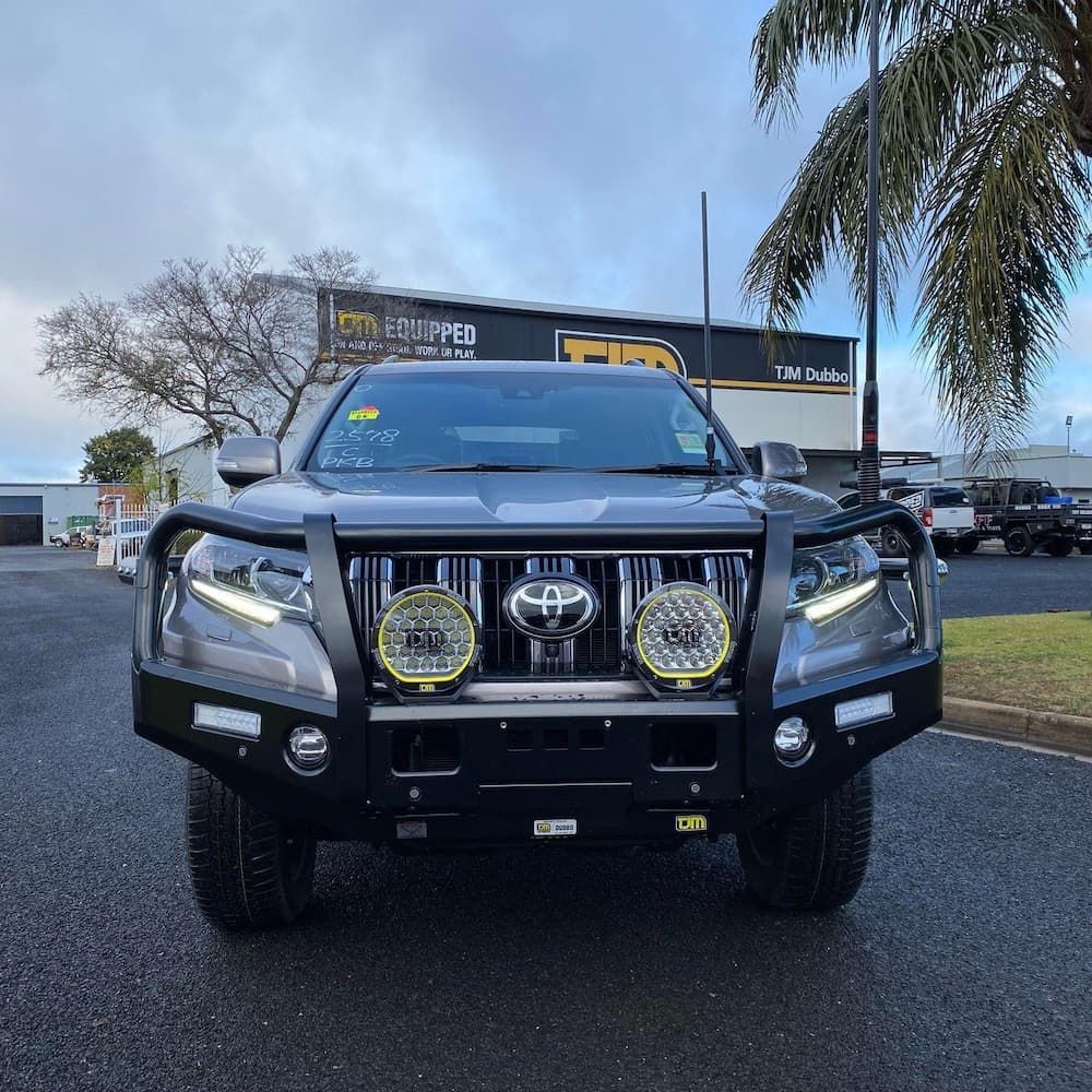 A Gray Toyota Suv With a Robust Bull Bar