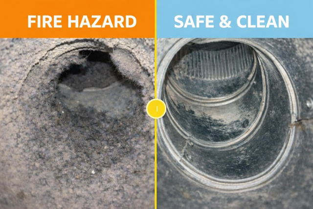 Before and after of lint from dryer cleaning services