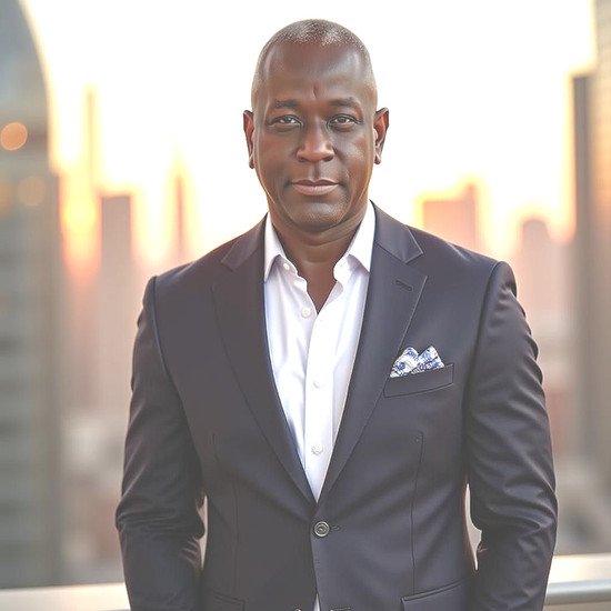 A woman is sitting at a desk with a laptop and a vase of flowers.