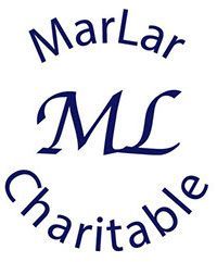 The logo for marlar mc charitable is a blue logo on a white background.