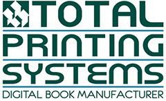 The logo for total printing systems is a digital book manufacturer.