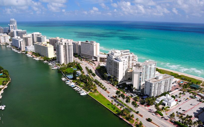 Buildings near beach