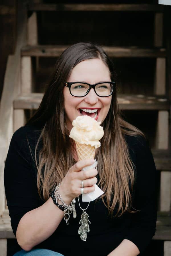Enjoying ice cream at Salt Spring Island Cheese