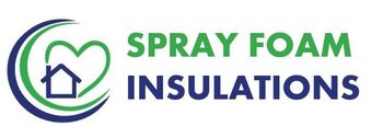 The logo for sprayfoam insulations is a blue and orange swirl.