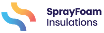 The logo for sprayfoam insulations is a blue and orange swirl.