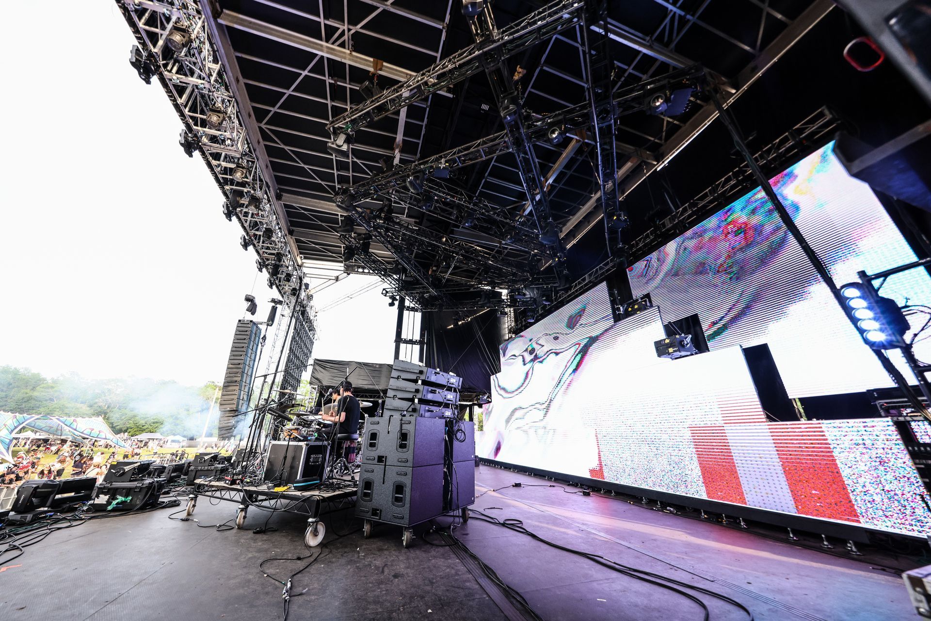 A large stage with a lot of lights on it