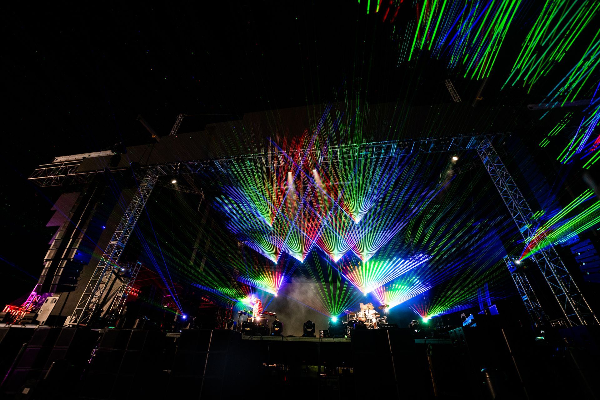 A stage with a lot of lights on it