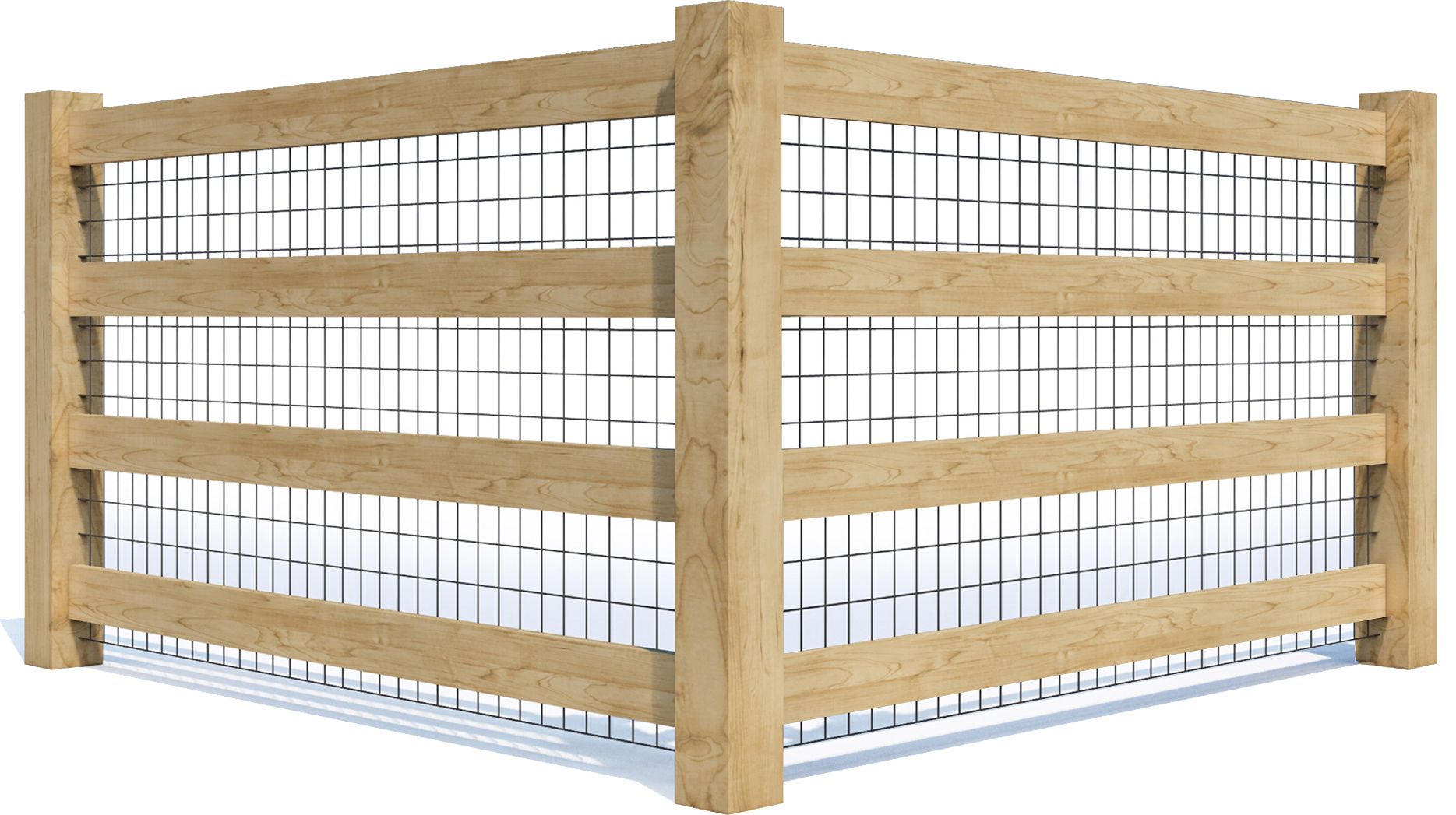 A 3d model of a wooden fence with a white background