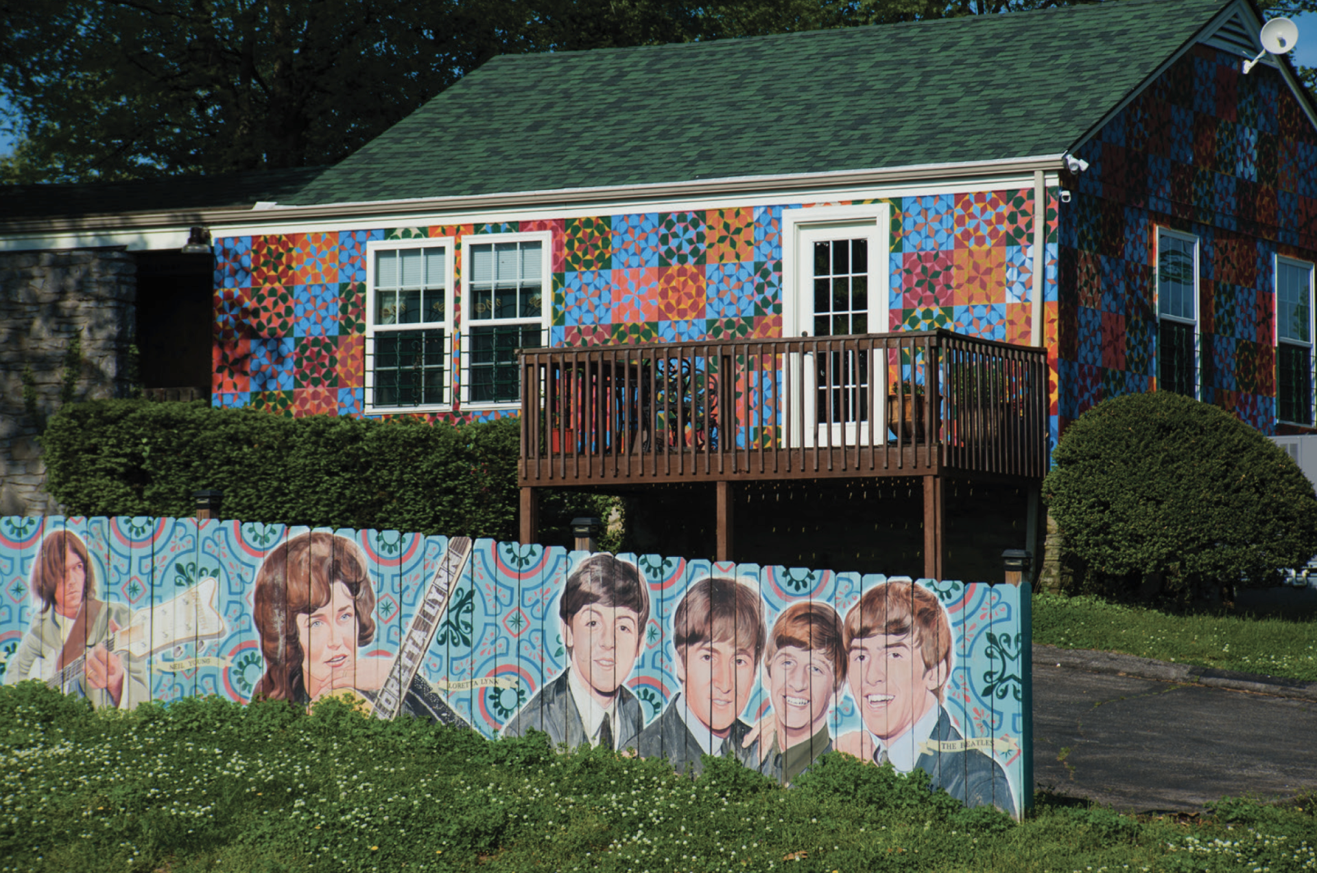 Music themed mural on a house in Berry Hill, Nashville Tennessee