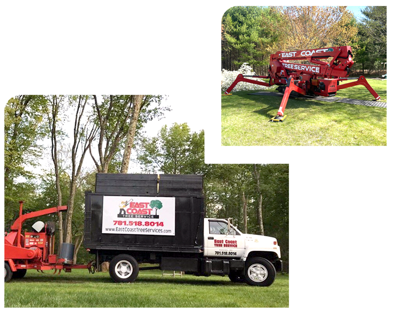 A truck with a tree chipper attached to it