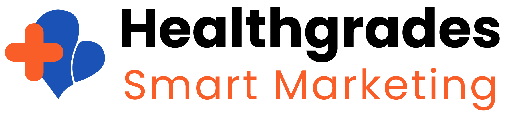 A logo for healthgrades smart marketing with a heart and cross