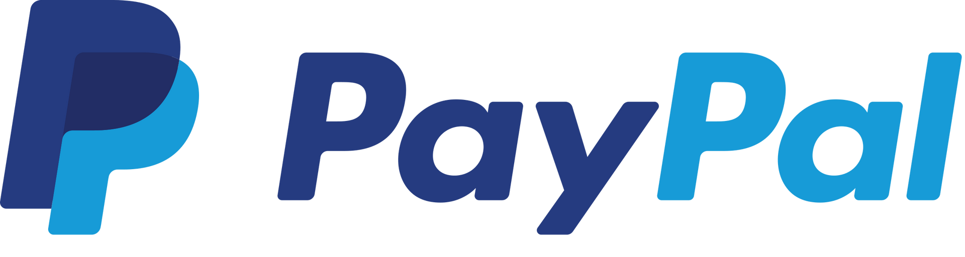 Il logo PayPal è blu e bianco su sfondo bianco.