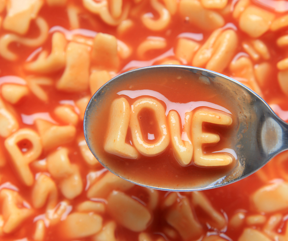 A spoon with the word love written on it