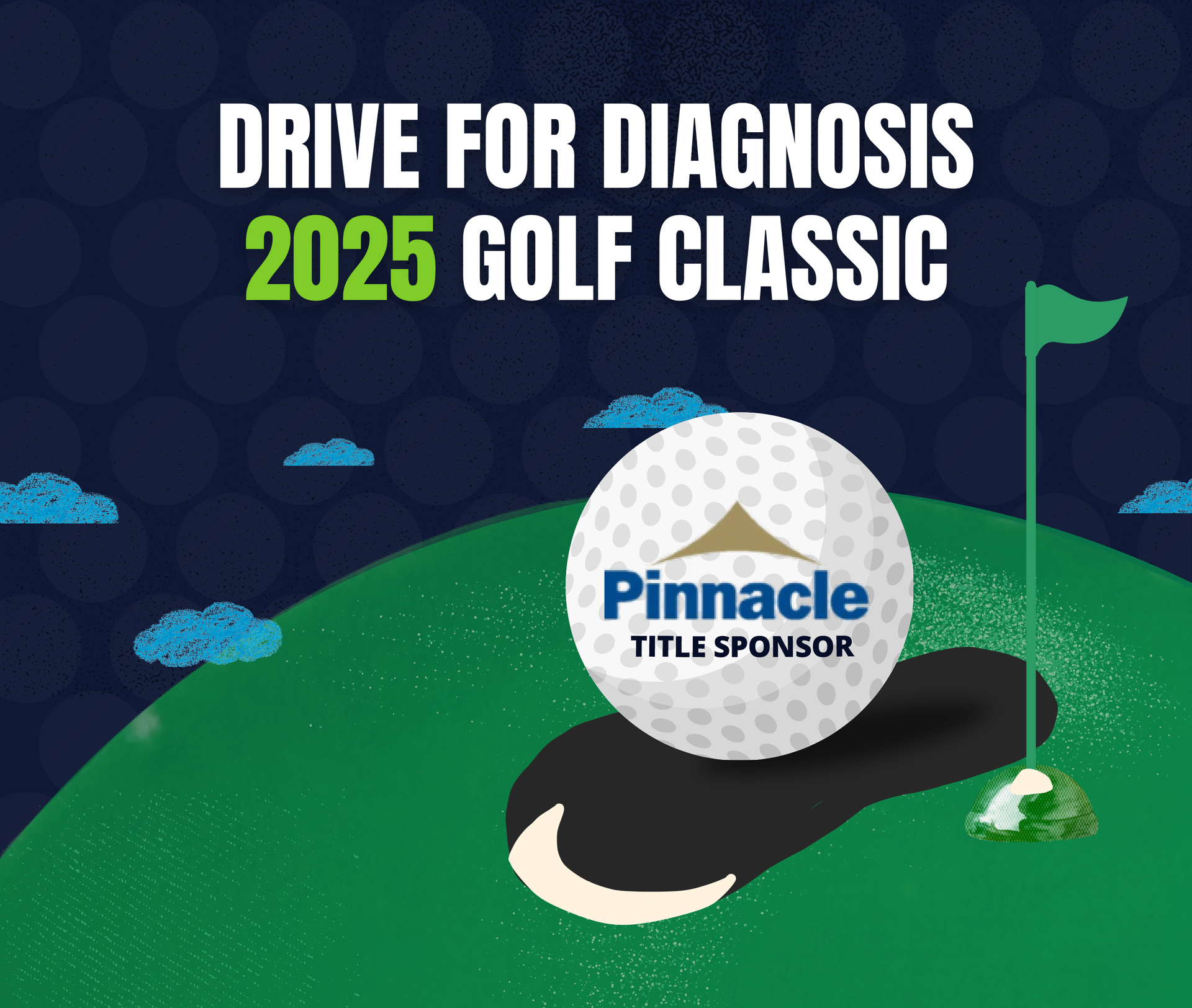 An advertisement for the pinnacle title sponsor of the 2025 golf classic