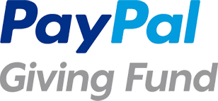 The logo for the paypal giving fund is blue and gray