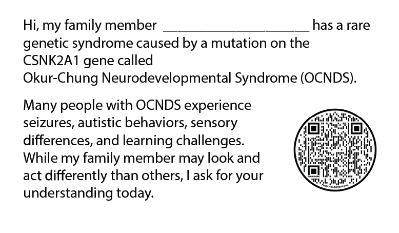 A genetic syndrome caused by a mutation on the csnk2a1 gene called okur-chung neurodevelopmental syndrome