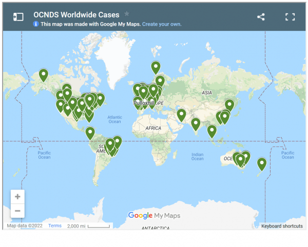 A map showing worldwide cases on google maps