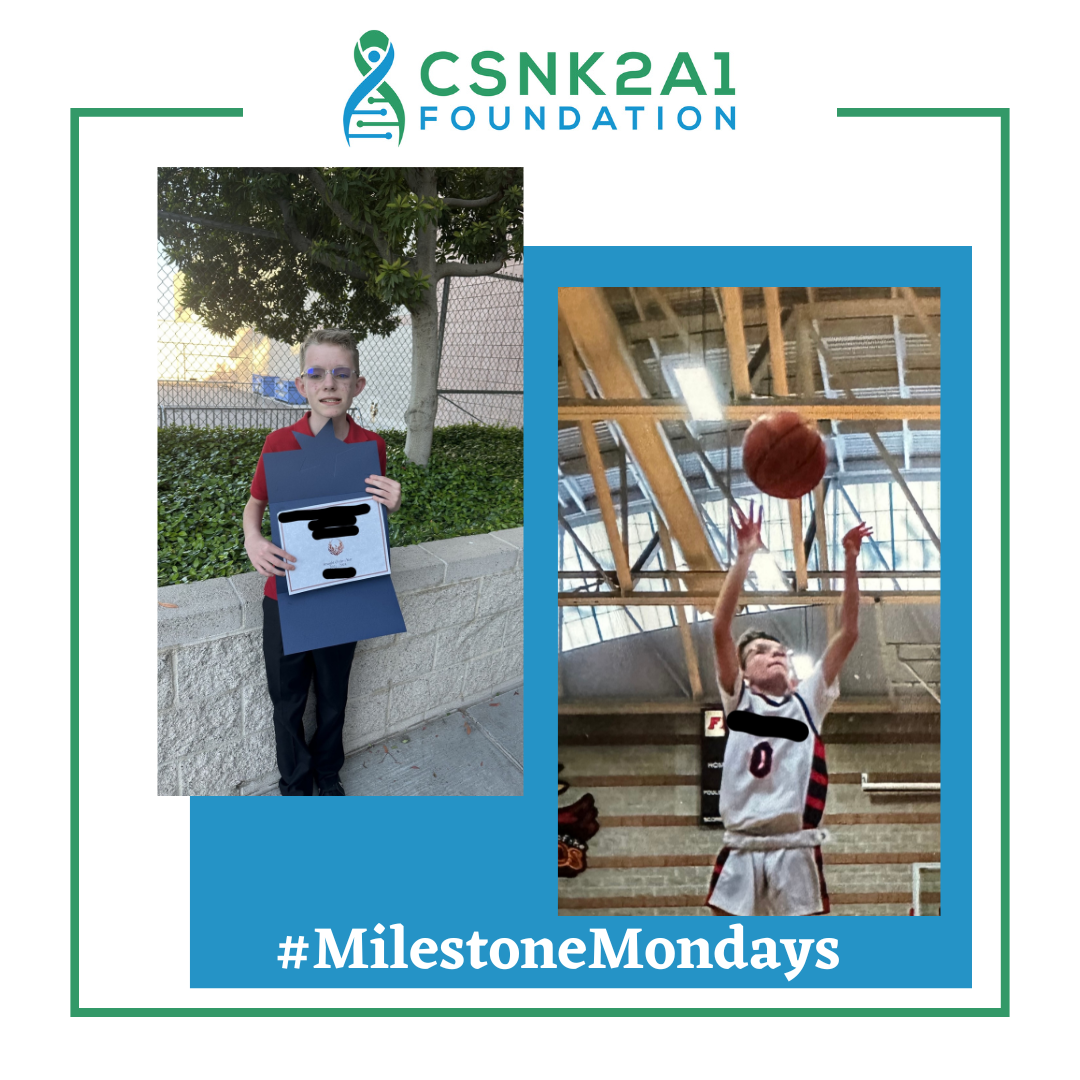 A picture of a boy holding a sign and a picture of a boy playing basketball