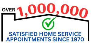 Logo with red “1,000,000,” green checkmark, and blue “Satisfied Home Service Appointments Completed” text