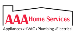 AAA Home Services logo with red text and house outline, listing appliances, HVAC, plumbing, and electrical services