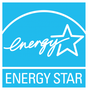 ENERGY STAR logo on a blue background with white “energy” script and star outline