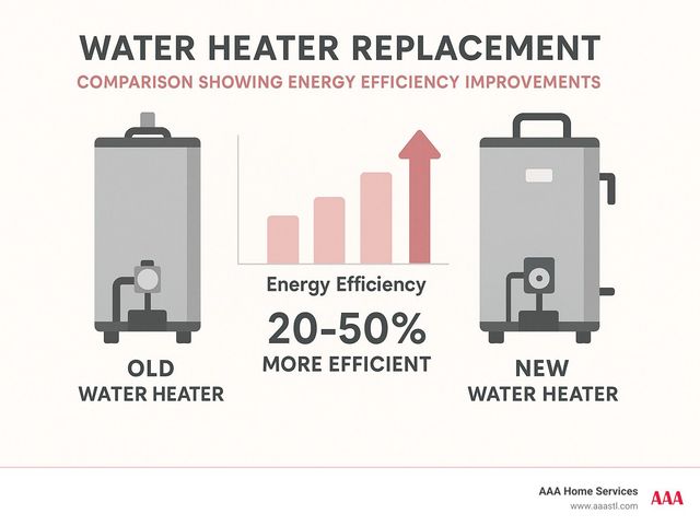 10-year-old electric water heater vs new model comparison infographic