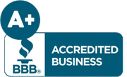 BBB Accredited Business A+ badge in blue and white