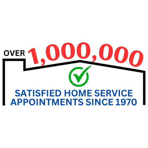 Over 1,000,000 satisfied home service appointments since 1970 badge with green checkmark