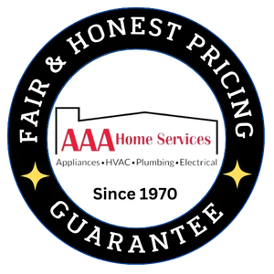 AAA Home Services logo in black and white, with “Fair & Honest Pricing Guarantee” and “Since 1970” text