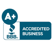 BBB Accredited Business logo with A+ badge in teal and white