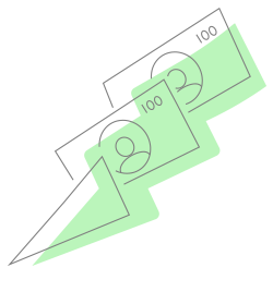 Green-highlighted geometric sketch with two overlapping boxes and circular arrow symbols on a white background