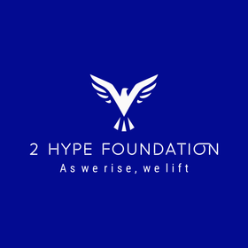 The logo for the 2 hype foundation is a white bird on a blue background.