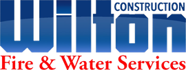 The logo for wilton construction fire and water services