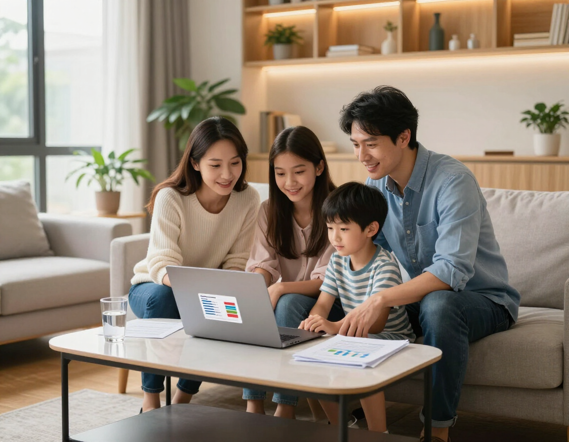 Family reviewing health insurance options