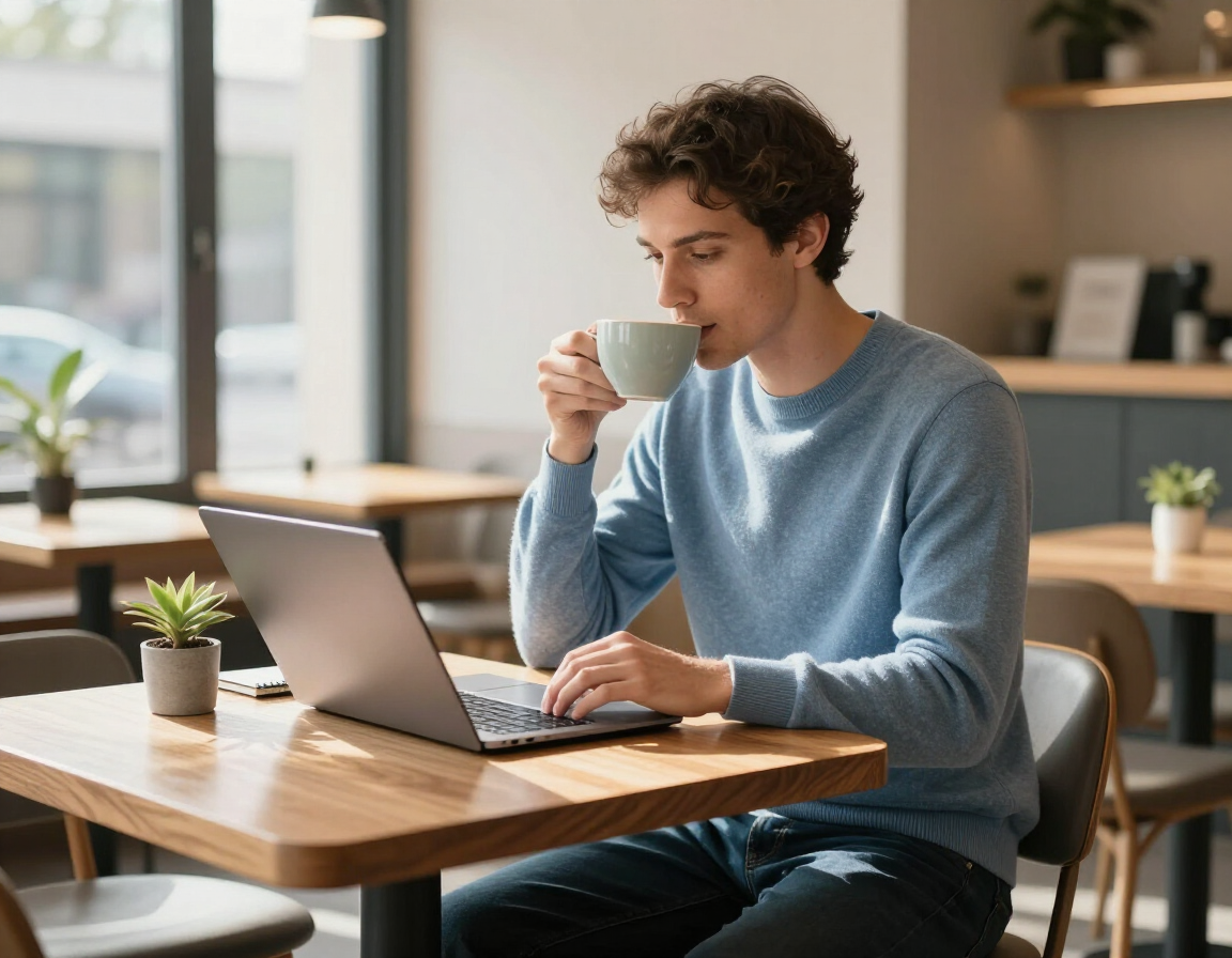 Self-employed professional working independently