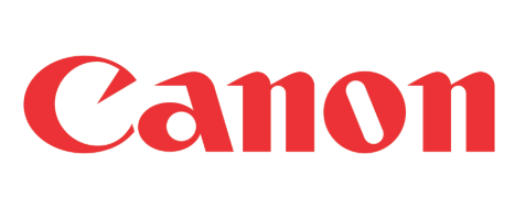 Il logo Canon stilizzato di colore rosso su sfondo bianco.