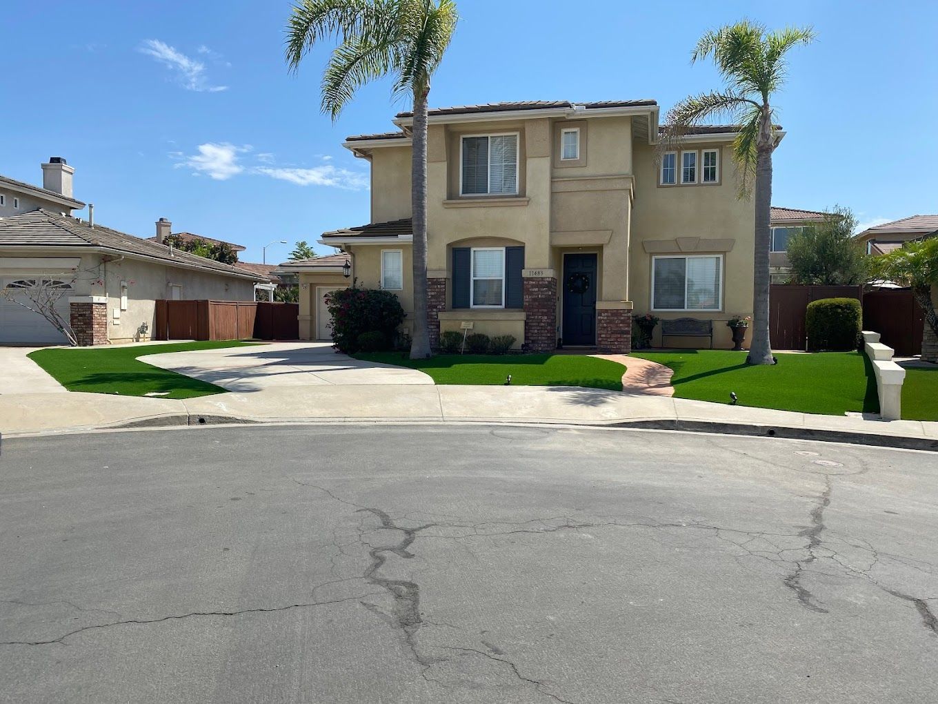 Concrete driveway and side path with broom finish